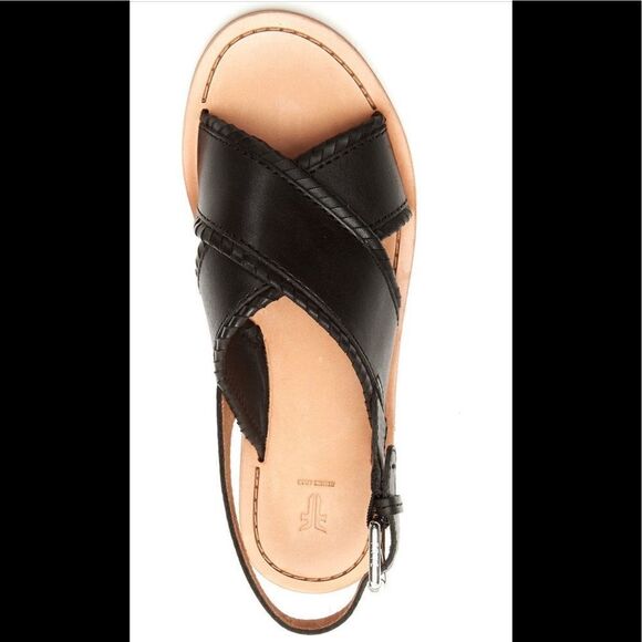 💥Frye leather feather criss cross sandal in black size 7,5 and 6,5 - Picture 5 of 16